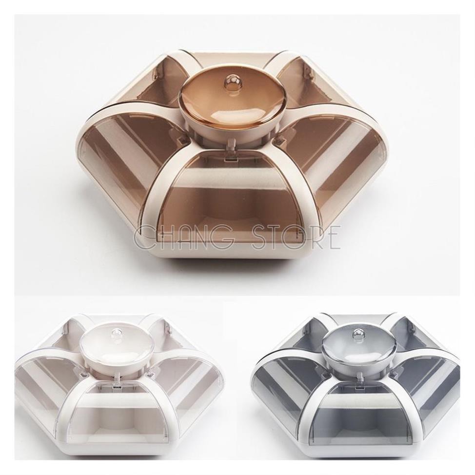 Khay mứt tết, khay mứt bánh kẹo tết hình bông hoa tự bung nắp 6 cánh độc lạ