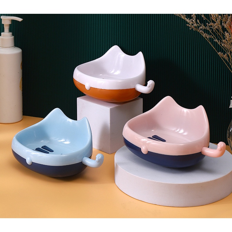Khay Đựng Xà Phòng Gắn Tường Không Cần Khoan Lỗ Hình Mèo Cute - Dumi Shop