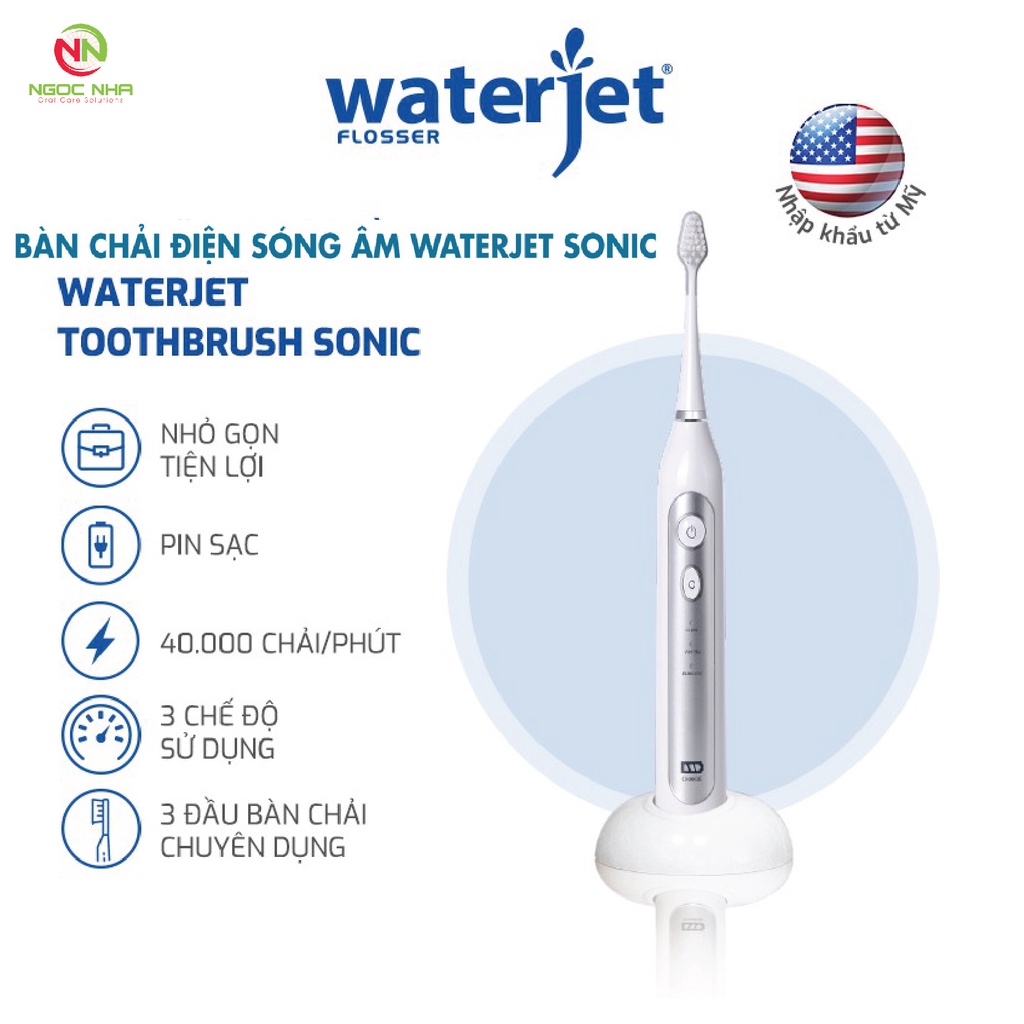 Bàn chải đánh răng điện sóng âm WaterJet Toothbrush Sonic/Mỹ - Bảo hành 12 tháng