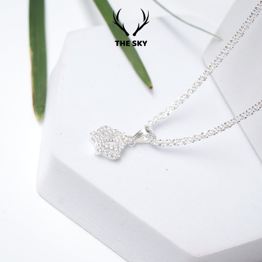 Dây chuyền bạc DC1007 Mặt hình vương miện đính đá nhỏ xinh, vòng cổ nữ phụ kiện trang sức đẹp