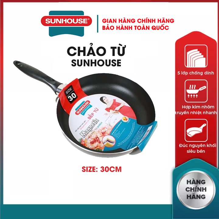 Chảo chống dính bếp từ SUNHOUSE 18 26 30 CM  5 Lớp siêu bền cao cấp hợp kim nhôm tay cầm chịu nhiệt