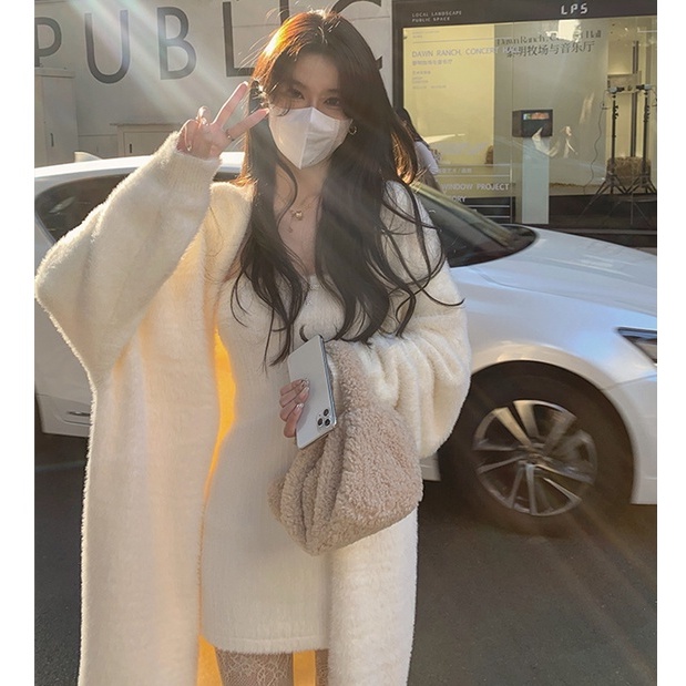 QKOOLE  Áo Khoác cardigan Dệt Kim Dáng Rộng Thời Trang Hàn Quốc Cho Nữ