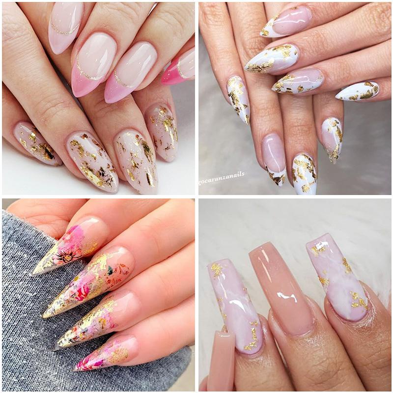 Miếng dán UR SUGAR trang trí móng tay 3D kiểu lưới màu vàng/ bạc