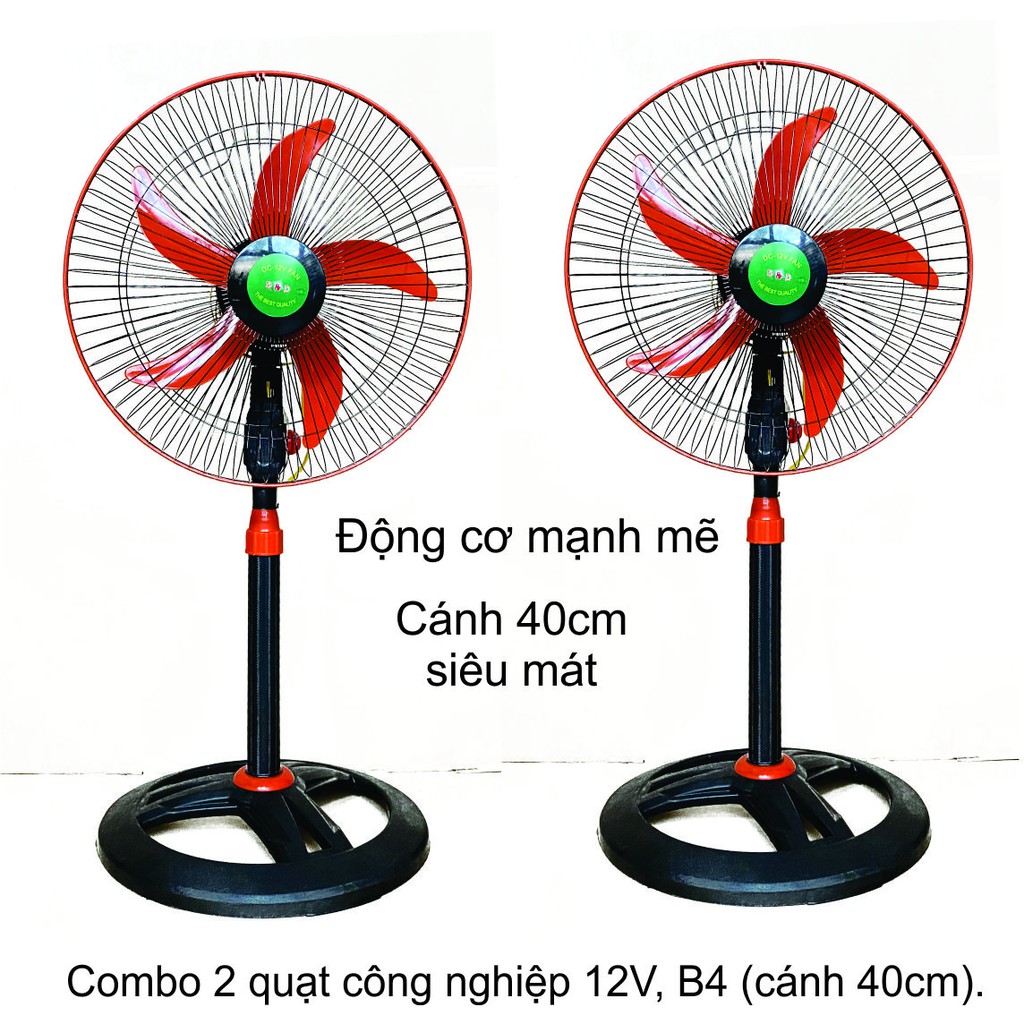 quạt 12v dc kẹp bình ác quy 12v sải cánh 40 cm loại 5 cánh