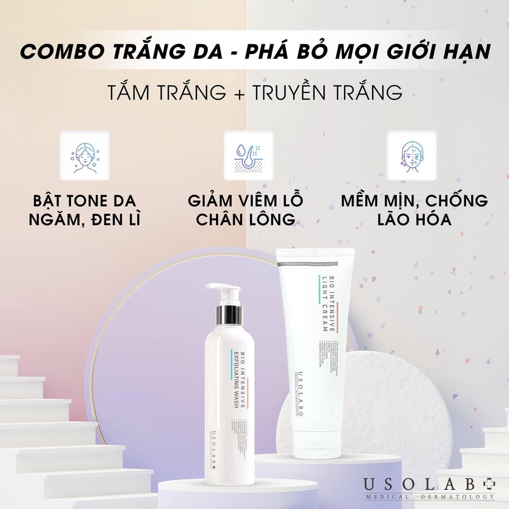 Sữa Tắm Trắng Da, Tẩy Tế Bào Chết USOLAB Bio Intensive Exfoliating Wash 250ml