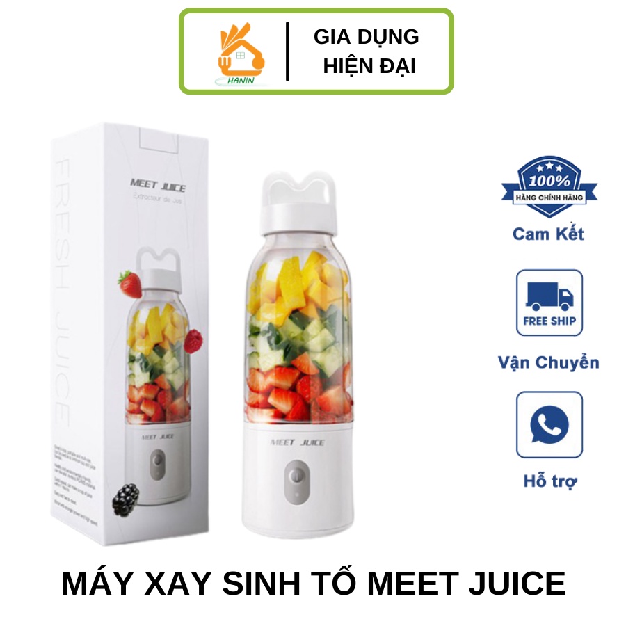 Máy Xay Sinh Tố Cầm Tay Mini Pin Sạc 4 Lưỡi BINGO JUICER CUP 500Ml, Máy Xay Sinh Tố Đa Năng Cầm Tay