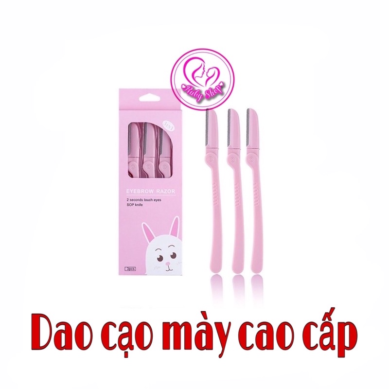 Bộ 3 dao cạo lông mày thỏ hồng cao cấp