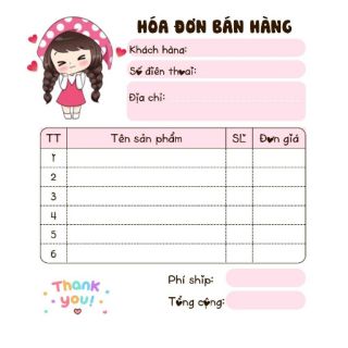 ( hàng sẵn) Hoá đơn bán hàng mẫu siêu cute