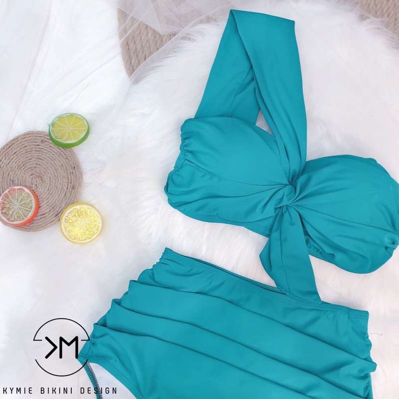 Đồ bơi thiết kế bikini cúp ngực lệch vai quần cạp cao | BigBuy360 - bigbuy360.vn