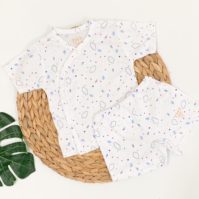 BỘ ÁO DÁN SƠ SINH COTTON HOẠ TIẾT TAY NGẮN - NHIỀU MẪU