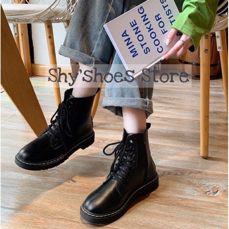 [Có Sẵn]🔥 Giày Boot Oxford dây kéo phong cách gothic cá tính