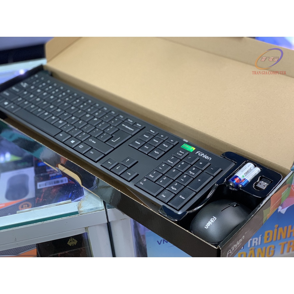 Bộ Bàn Phím Chuột Không Dây Fuhlen A120 A120G Chống Nước, Hàng Chính Hãng