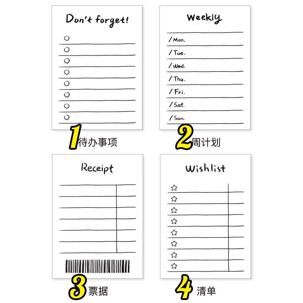 Giấy note cute có khung viết ghi chú Hand Writting set 50 tờ dùng ghi chú viết wishlist kế hoạch hằng ngày BMBooks