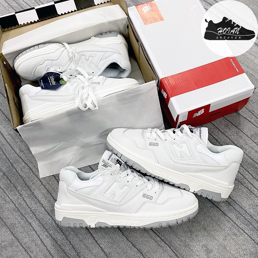 Giày New Balance 550 White Grey Sneaker Nam Nữ - Giày NB550 Cổ Thấp Trắng Xám
