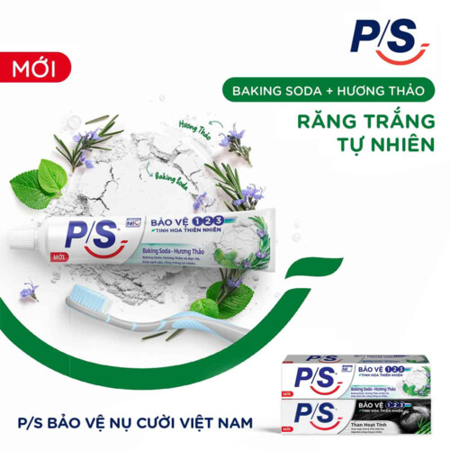 Bộ 3 Hộp Kem đánh răng P/S Thiên nhiên Baking Soda - Hương Thảo cho nụ cười trắng chuẩn tự nhiên 230g