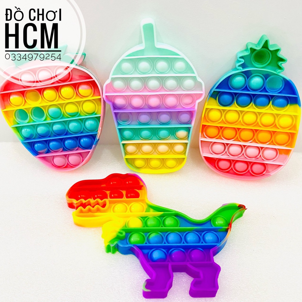 [HOT - NHIỀU MẪU] Đồ chơi xả stress bóp bong bóng Pop it Fidget toy, giúp giảm căng thẳng, hình hoa quả, khủng long