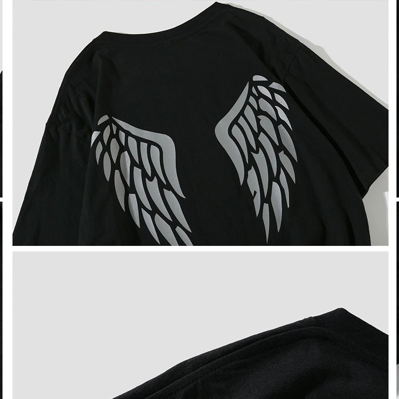 Áo thun phản quang tay lỡ nam nữ cánh 03