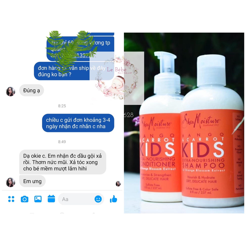 Dầu gội Shea Moisture Mango &amp; Carrot Kids Shampoo cho bé 237ml