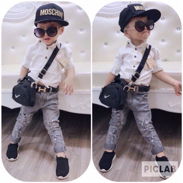 Quần bò rách mềm cho bé