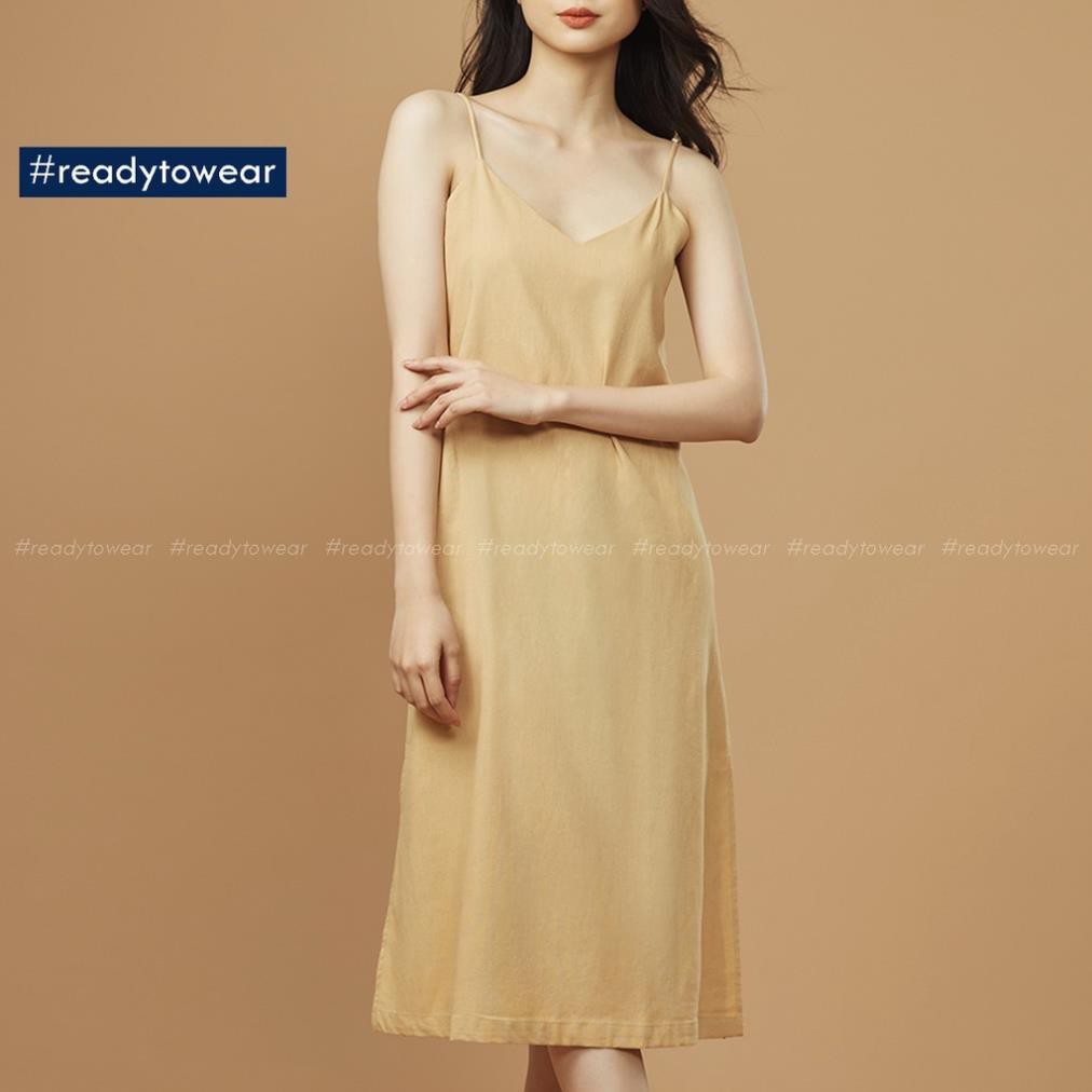 Đầm 2 dây xuông maxi - Váy hai dây dài suông xẻ tà hai bên - linen camisole dress D01  ྇ ་