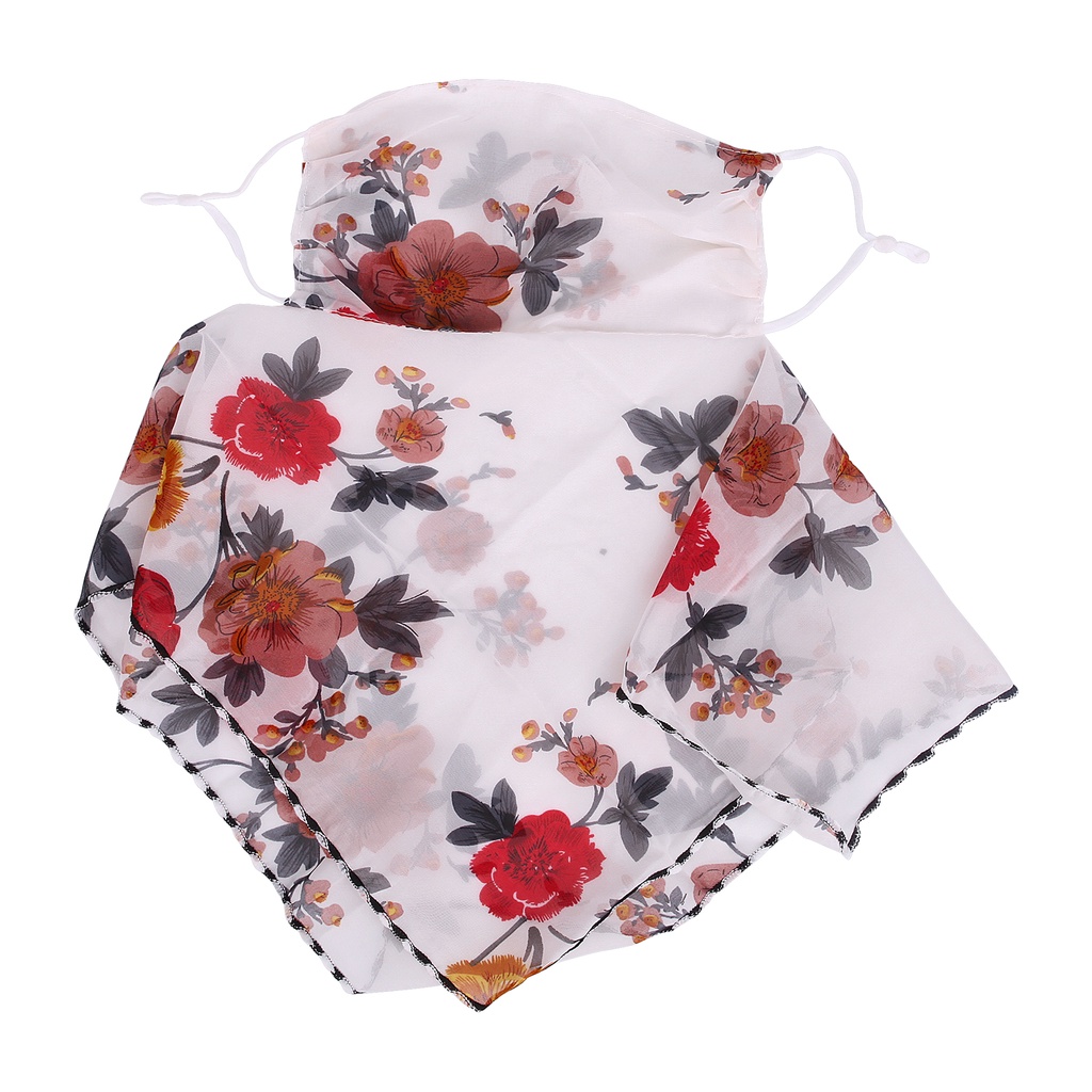 Unisex Adult Chiffon Printing Floral Quick-drying Breathable Cycling Scarf Half Face Mask/Reusable Seamless Neck Cover Ear Loops Bandana/Sunscreen Windproof Anti-dust Facemask