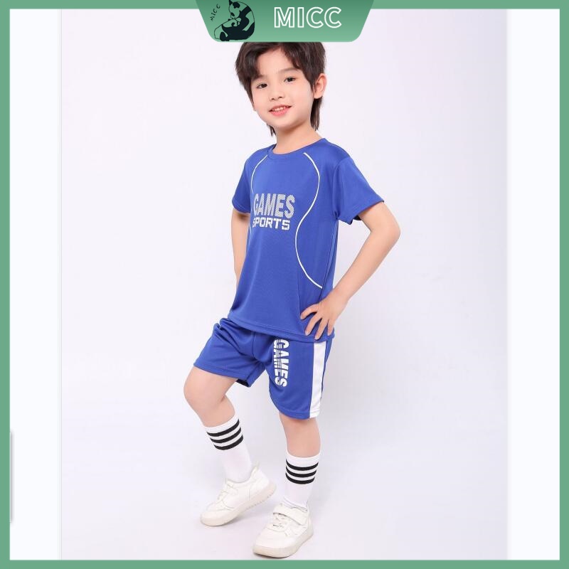 Bộ đồ thể thao MICCYBC tay ngắn vải lưới thời trang mùa hè cho bé trai 1-9 tuổi