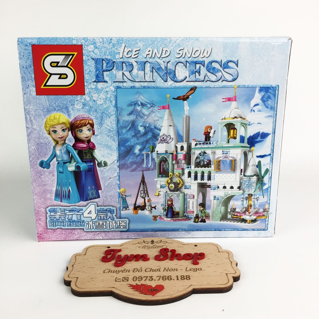 Xếp hình Lego Friends Lâu đài Tuyết Mẫu SY1428 Lego xếp hình cho bé gái Elsa băng giá công chúa lọ lem Frozen - Bộ 4 hộp