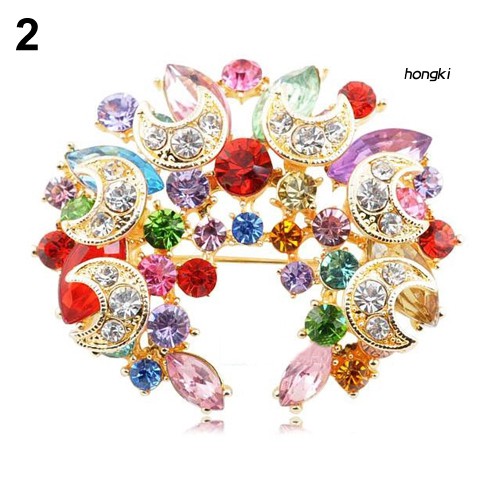 Ghim Cài Áo Hình Mặt Trăng Và Hoa Đính Kim Cương Giả Thời Trang Cho Nữ