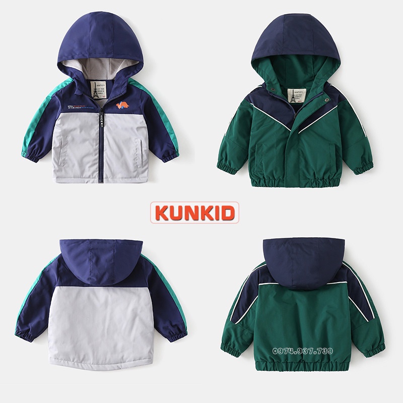 ❈﹍Áo gió cho bé Wapypy loại đẹp khoác lót nỉ trai Kunkid