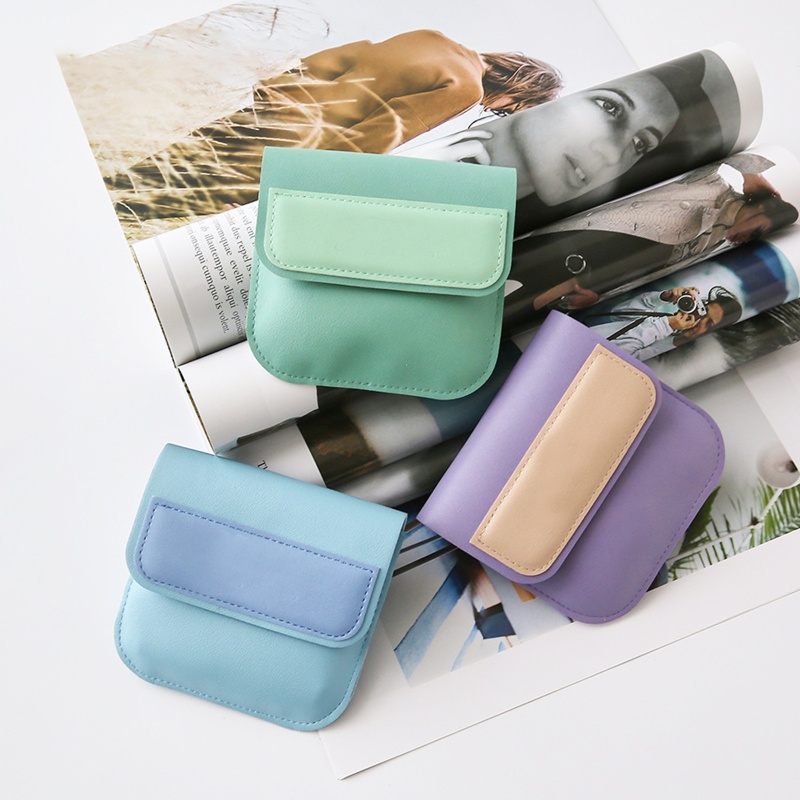 Ví Mini Cầm Tay Bằng Da Pu Có Khóa Cài Dùng Đựng Tai Nghe / Tiền Xu Cho Nữ