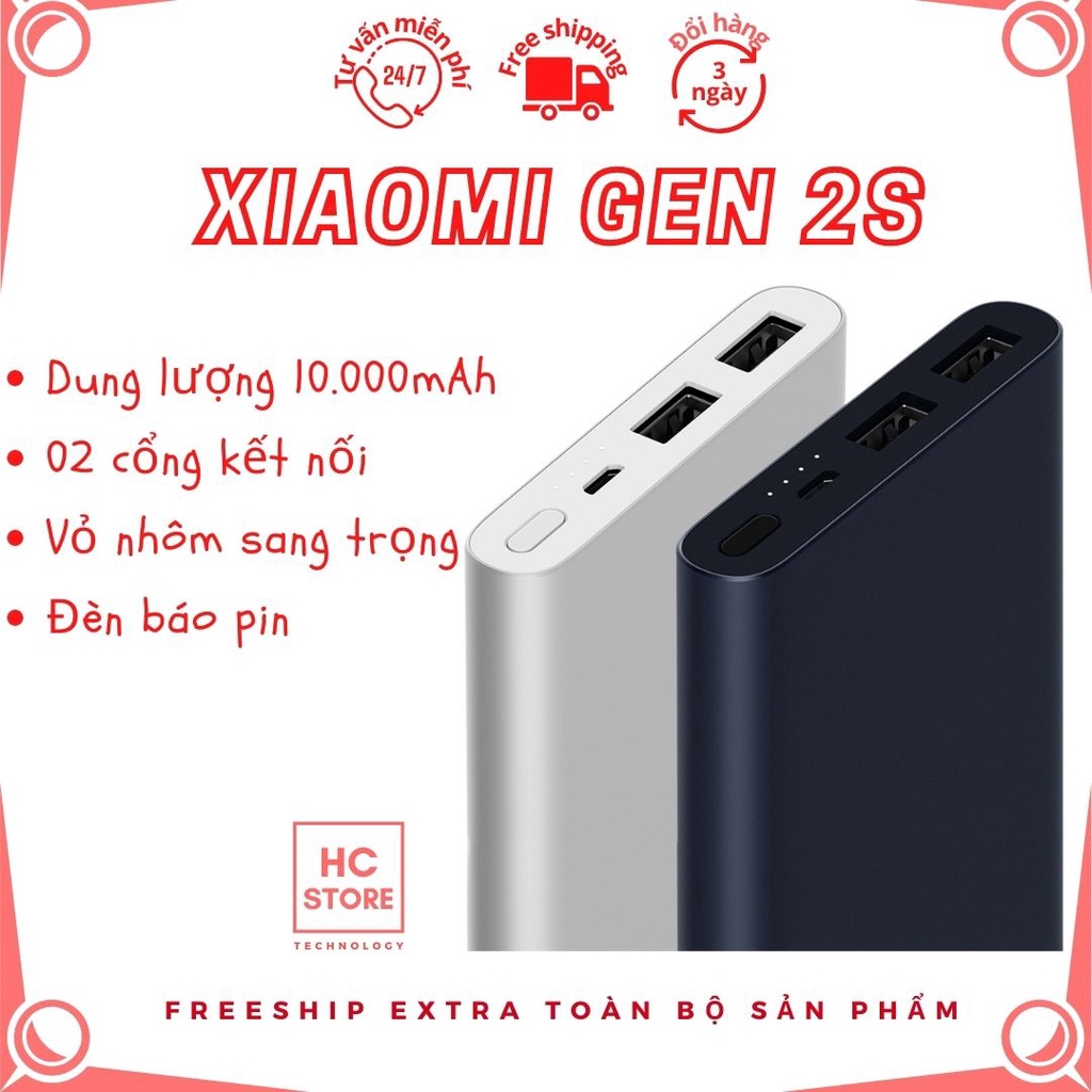 Sạc Dự Phòng - Sạc Dự Phòng Xiaomi Gen 2s 10000mAh Chuẩn Dung Lượng