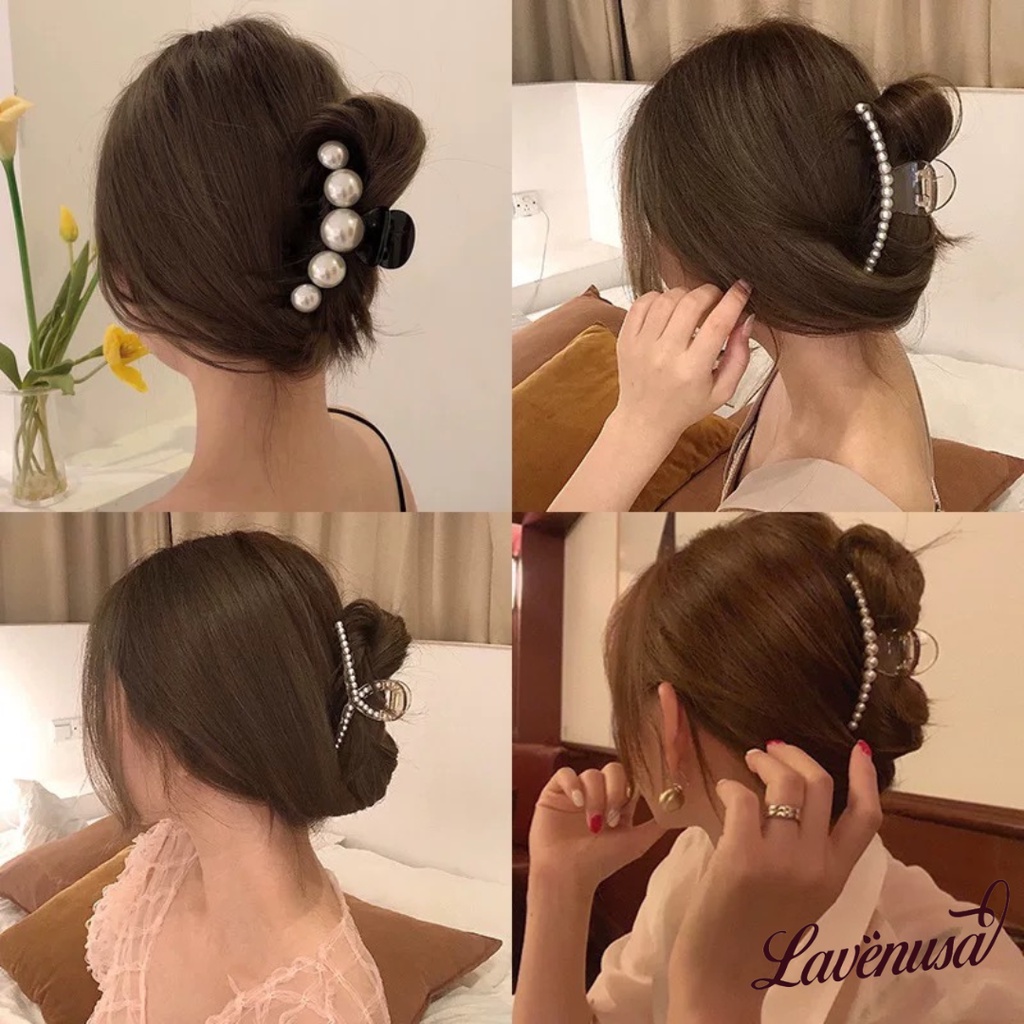 Kẹp tóc càng cua cao cấp nhựa đính ngọc trai nhân tạo thời trang LAVENUSA CT17