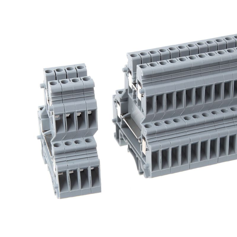 Set 50 Khối Đấu Nối Dây Điện Hai Hàng UKK3 DIN 500V 25A 28-12AWG Màu Xám