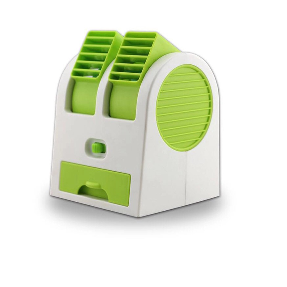 Quạt Đá Điều Hòa Mini 2 Cửa Gió Siêu Tiện Lợi, Dễ Mang Theo - Tặng Cáp Nguồn - Xanh Lá