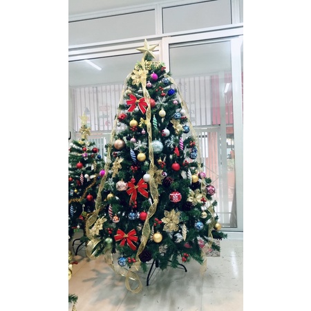 Cây thông Noel xanh 1.8m tán lá dày dặn, tặng kèm sao đỉnh và dây kim tuyến Nguyên Liệu Pha Chế Sỉ Hà Nội