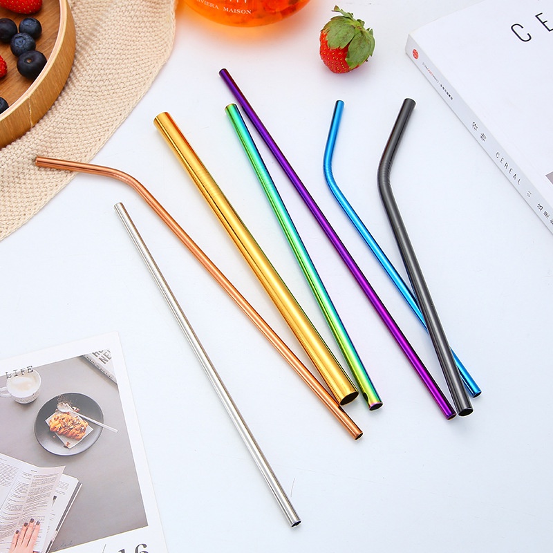 Bộ 5 Ống Hút Bằng Thép Không Gỉ Chất Lượng Cao Có Thể Tái Sử Dụng