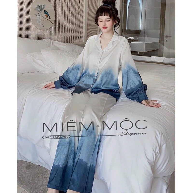 Đồ Bộ Mặc Nhà Pijama Nữ Tay Phồng Cao Cấp - Đồ Ngủ Lụa Quảng Châu