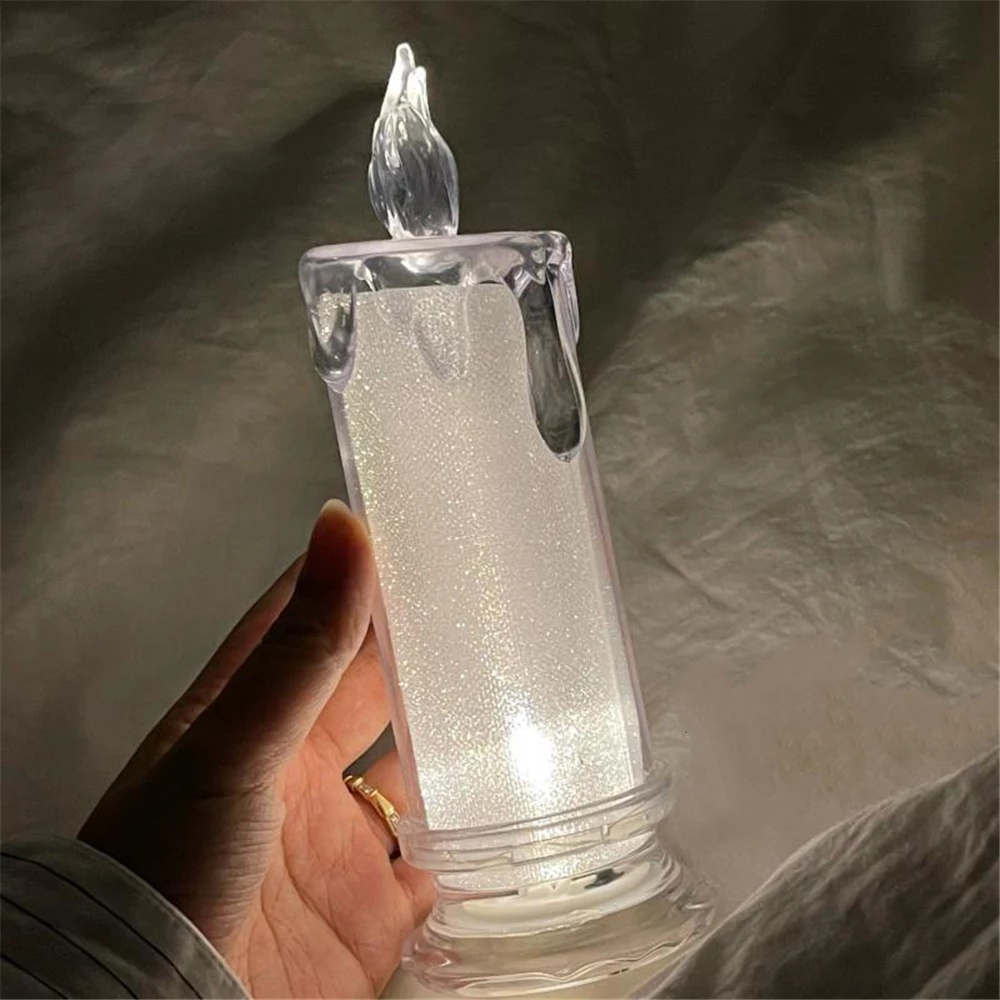 Nhấp nháy điện tử không lửa acrylic pha lê led đèn pha trà có nút pin trang trí giáng sinh lễ cưới giáng sinh ngày lễ cưới quán cà phê trang trí nội thất