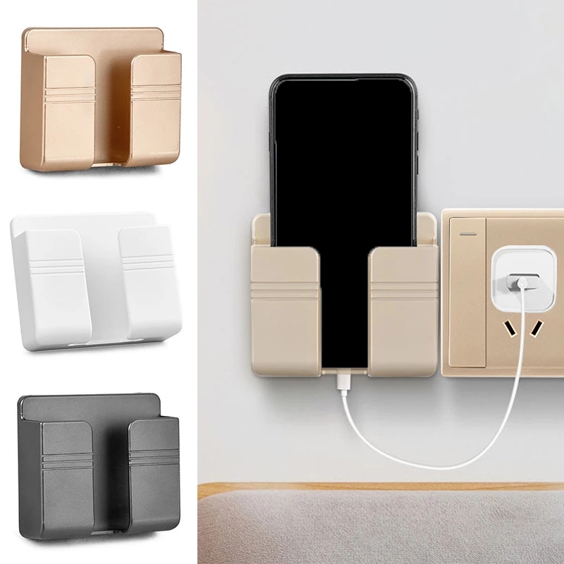 Kệ Dán Tường Để Remote, Đồ Dùng/ Giá Đỡ Sạc Điện Thoại - Có Móc Treo Giữ Dây Điện | Shopee Việt Nam