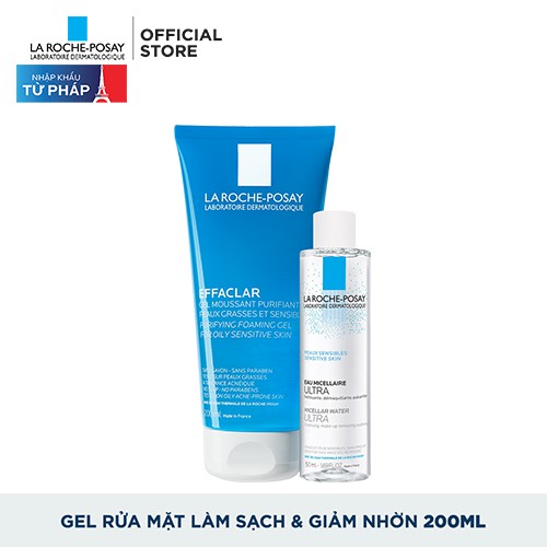 Bộ sữa rửa mặt dạng gel rửa mặt làm sạch & giảm nhờn La Roche-Posay 200ml & nước tẩy trang 50ml | BigBuy360 - bigbuy360.vn