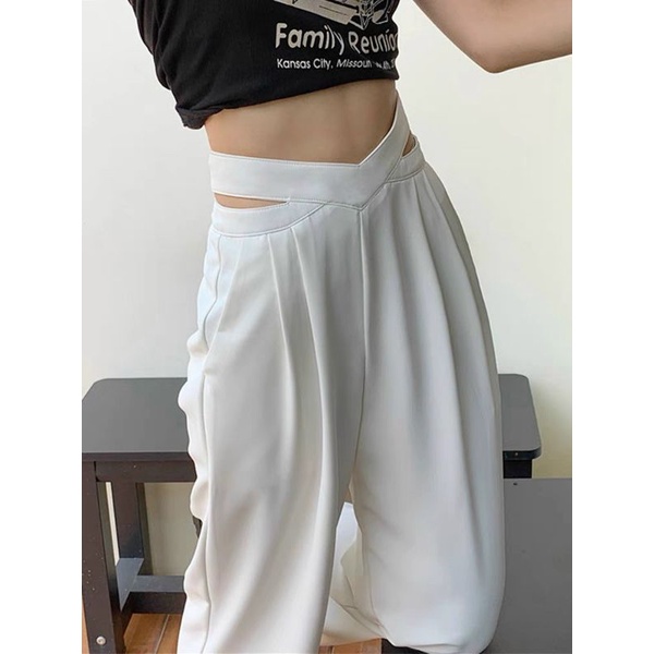 Quần ống rộng tuyết mưa đan chéo nữ, chất tuyết mưa 2 da mềm mịn, có size M và L, clothes ullzang hack dáng