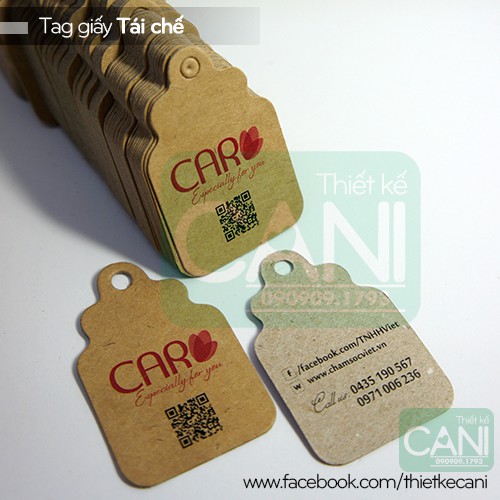 500c Tag giấy kraft treo quần áo In theo yêu cầu Tem nhãn giấy craf CANI