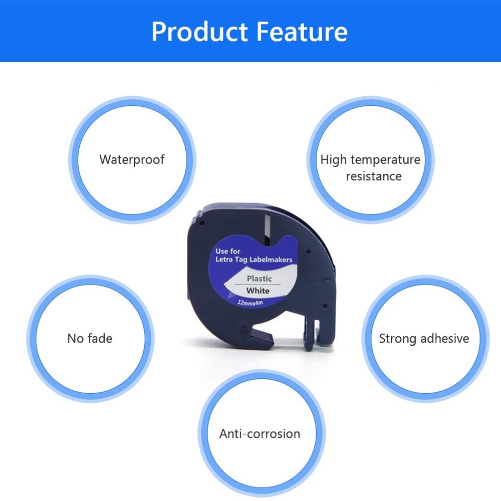 Set 6 cuộn băng nhãn dán LetraTag cho máy in Dymo 91331 White 4M x 12mm