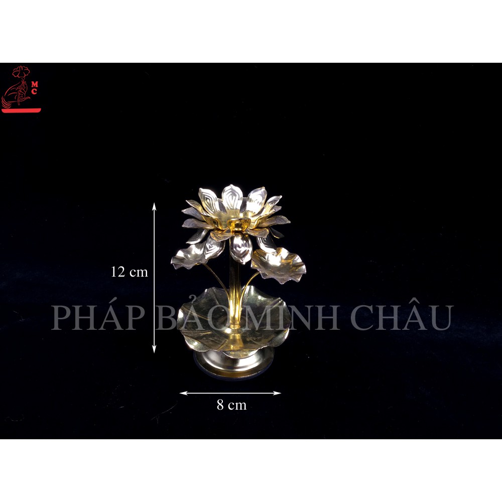 Đế nến hoa sen 2 lá 1 ngọn hợp kim 4.5&quot;