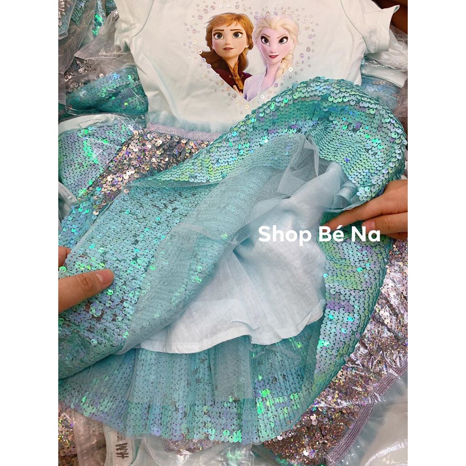 Váy HM elsa xanh lấp lánh ❤️ FREESHIP ❤️ Váy HM elsa xanh lấp lánh cho bé