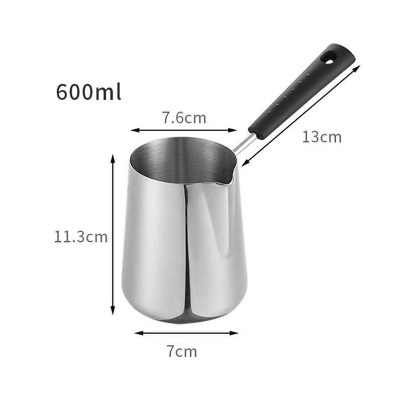 Nồi Nấu Trà Sữa / Cà Phê Thổ Nhĩ Kỳ Bằng Thép Không Gỉ 600Ml Có Vòi Rót Tiện Dụng