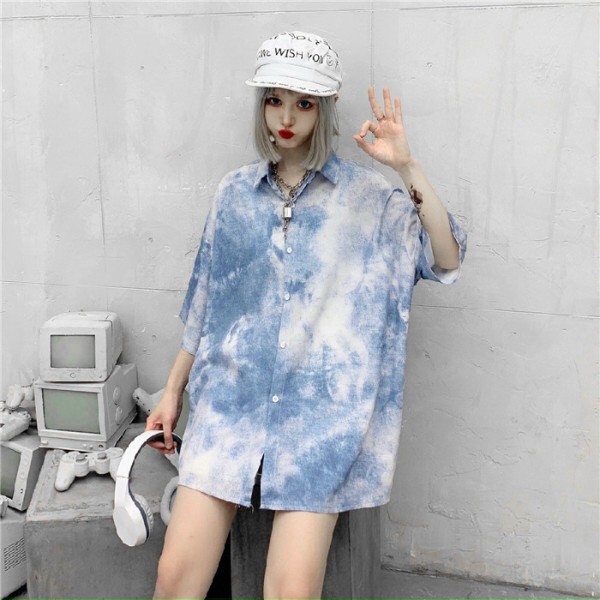 áo sơ mi unisex nam nữ loang màu hoạ tiết cực COOL | BigBuy360 - bigbuy360.vn