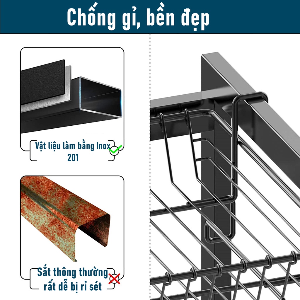 [HÀNG SẴN] GSlife Giá kệ chén bát 2 tầng sơn tĩnh điện siêu chắc chắn BẢN NÂNG CẤP 2021  kệ để đồ Nhà Bếp đa năng