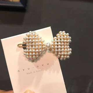 Kẹp tóc đính hạt trai cao cấp kiểu nơ dễ thương phụ kiện tóc style hàn quốc - namimi