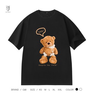【FREE SHIP】Áo Thun nam nữ unisex Smiley Bear, áo thun cotton ngắn tay cổ tròn - GW Shop